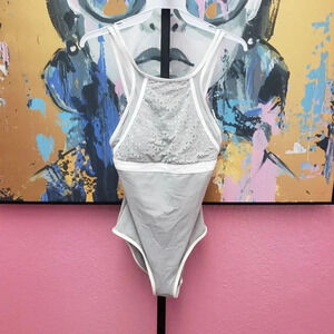 Skye Gray and White One Piece Swimming Suit